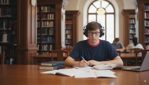 Student reviewing the latest research on their laptop.